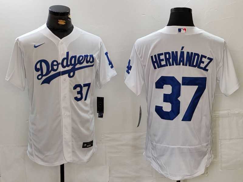 Men%27s Los Angeles Dodgers #37 Teoscar Hernandez Number White Flex Base Stitched Jerseys->los angeles dodgers->MLB Jersey